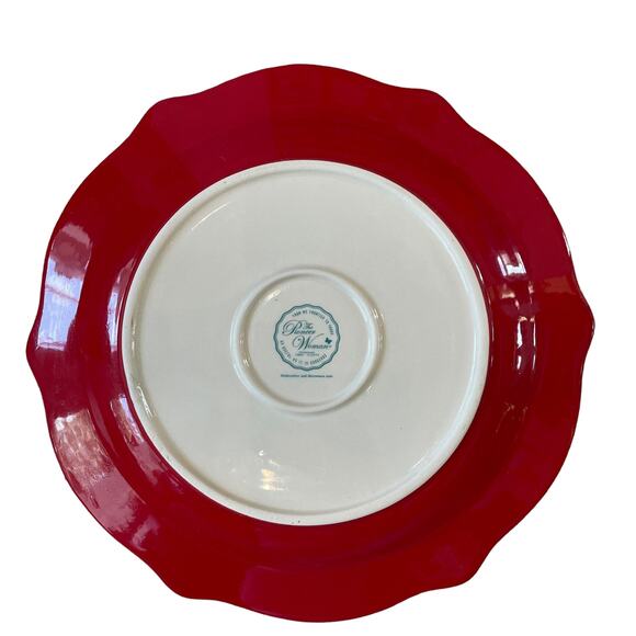 PIONEER WOMAN Cheerful Rose Holiday Cookie Recipe Sharing Plate Platter 12in RED - Picture 10 of 10